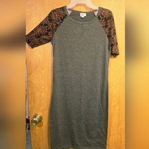 Lularoe Gray And Floral Julia Dress Size Small
